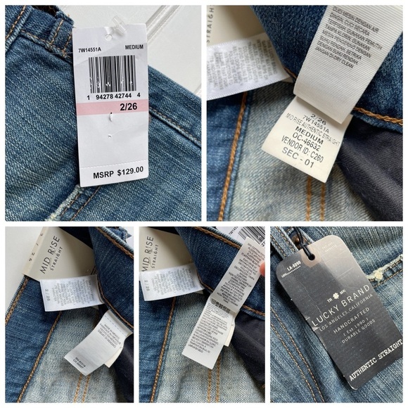 Lucky Brand Authentic Straight Denim Jeans Blue Size 2 26W NWT Mid High Rise - Picture 7 of 10